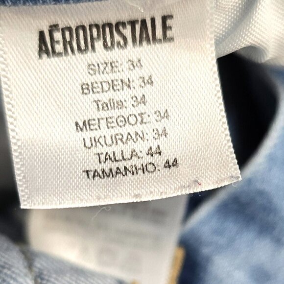 Aeropostale Acid Wash Distressed Cut oFF Raw Hem 9" Inseam Denim Jean Shorts - Picture 9 of 9